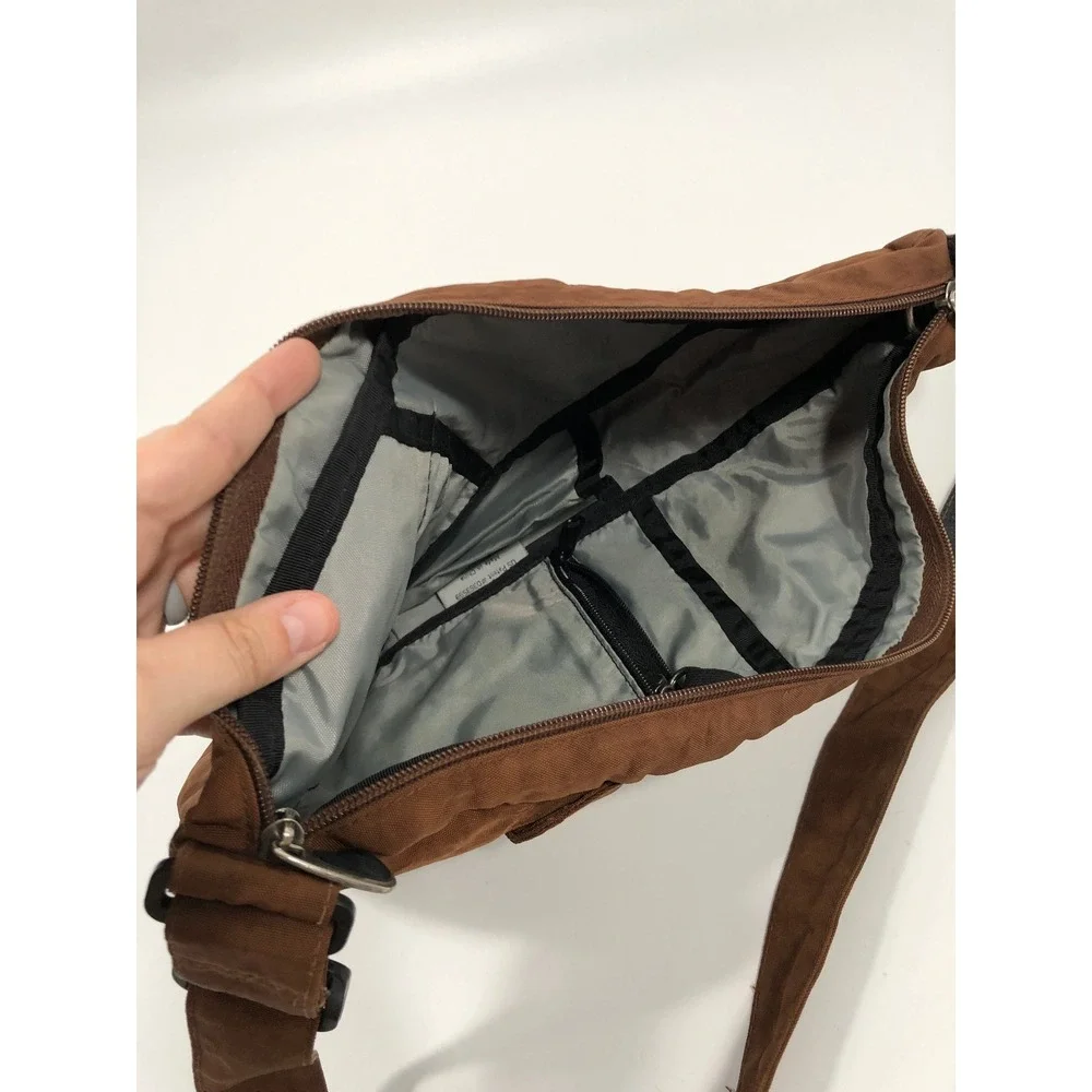 AmeriBag Healthy Back Bag Brown Nylon Sling Teardrop Ergonomic Travel Crossbody